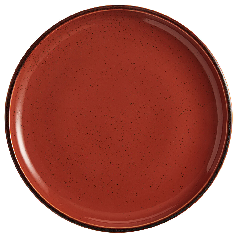 Acopa Keystone 12 1/2" Sedona Orange Stoneware Coupe Plate - Sample