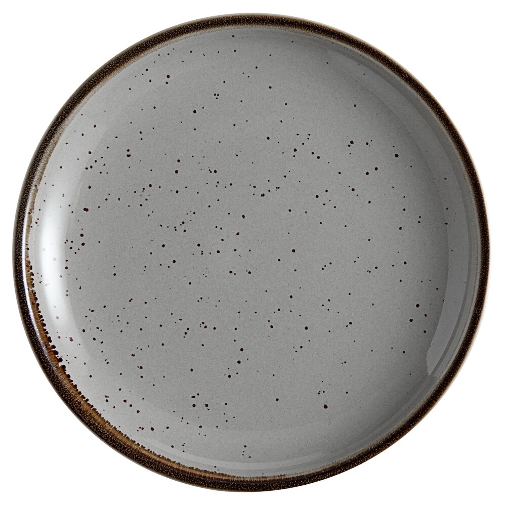 Acopa Keystone 6" Granite Gray Stoneware Coupe Plate - Sample
