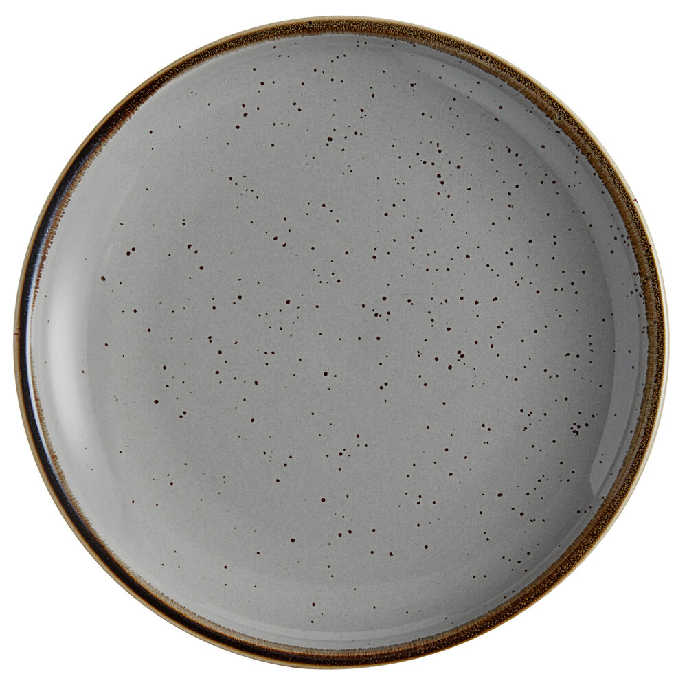 Acopa Keystone 7" Granite Gray Stoneware Coupe Plate - Sample