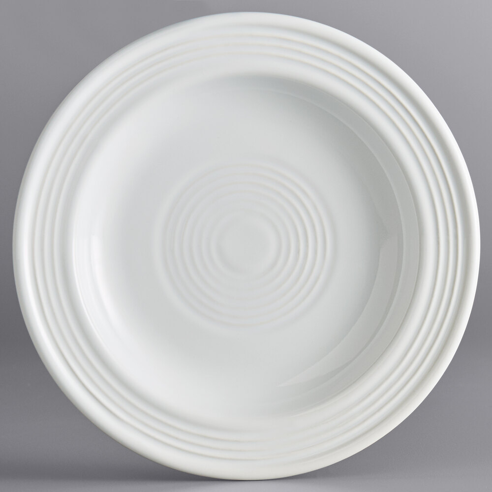 Acopa Capri 6 1/8" Coconut White Stoneware Plate - Sample