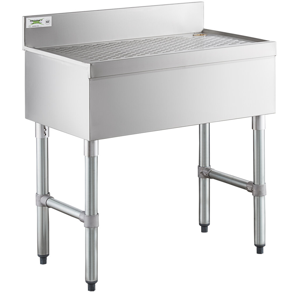 Regency Stainless Steel Underbar Drainboard - 30" x 18"