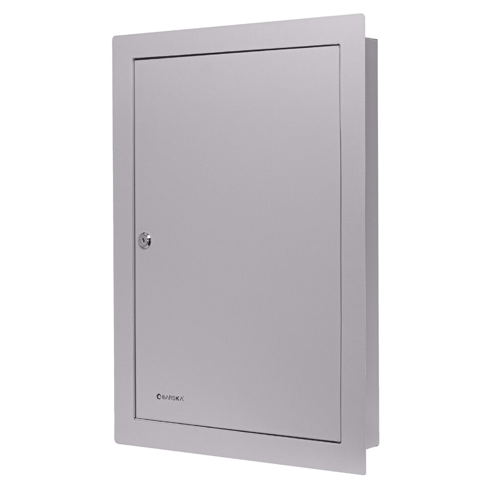 Barska CB13534 13/16" x 3 1/4" x 23 1/4" Flange Gray Steel Recessed Wall-Mount 100-Key Cabinet with Key Lock and Index