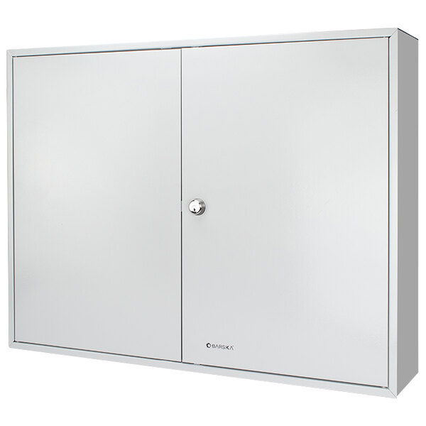 Barska CB12698 28 3/4" x 3 1/4" x 22" Gray Steel Two-Door 320-Key Cabinet with Key Lock and Index