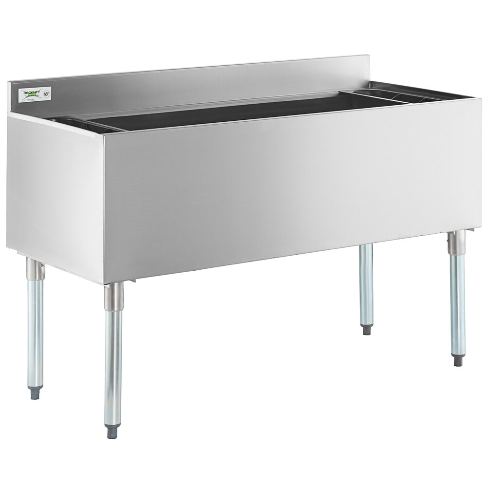 Regency 21" x 48" Stainless Steel Underbar Ice Bin with Bottle Holders