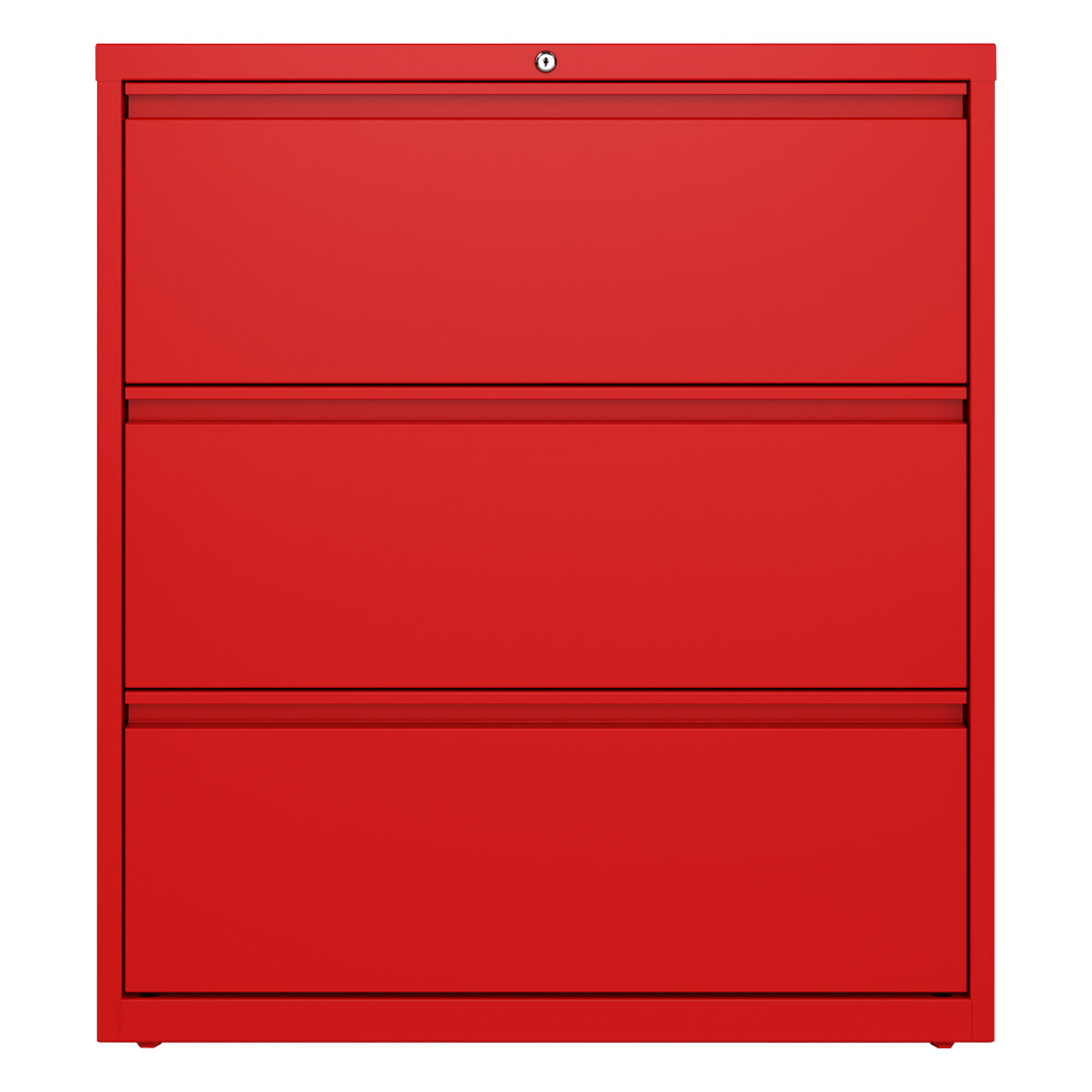 Hirsh Industries 24252 HL10000 Series Lava Red Three-Drawer Lateral File Cabinet - 36" x 18 5/8" x 40 5/16"