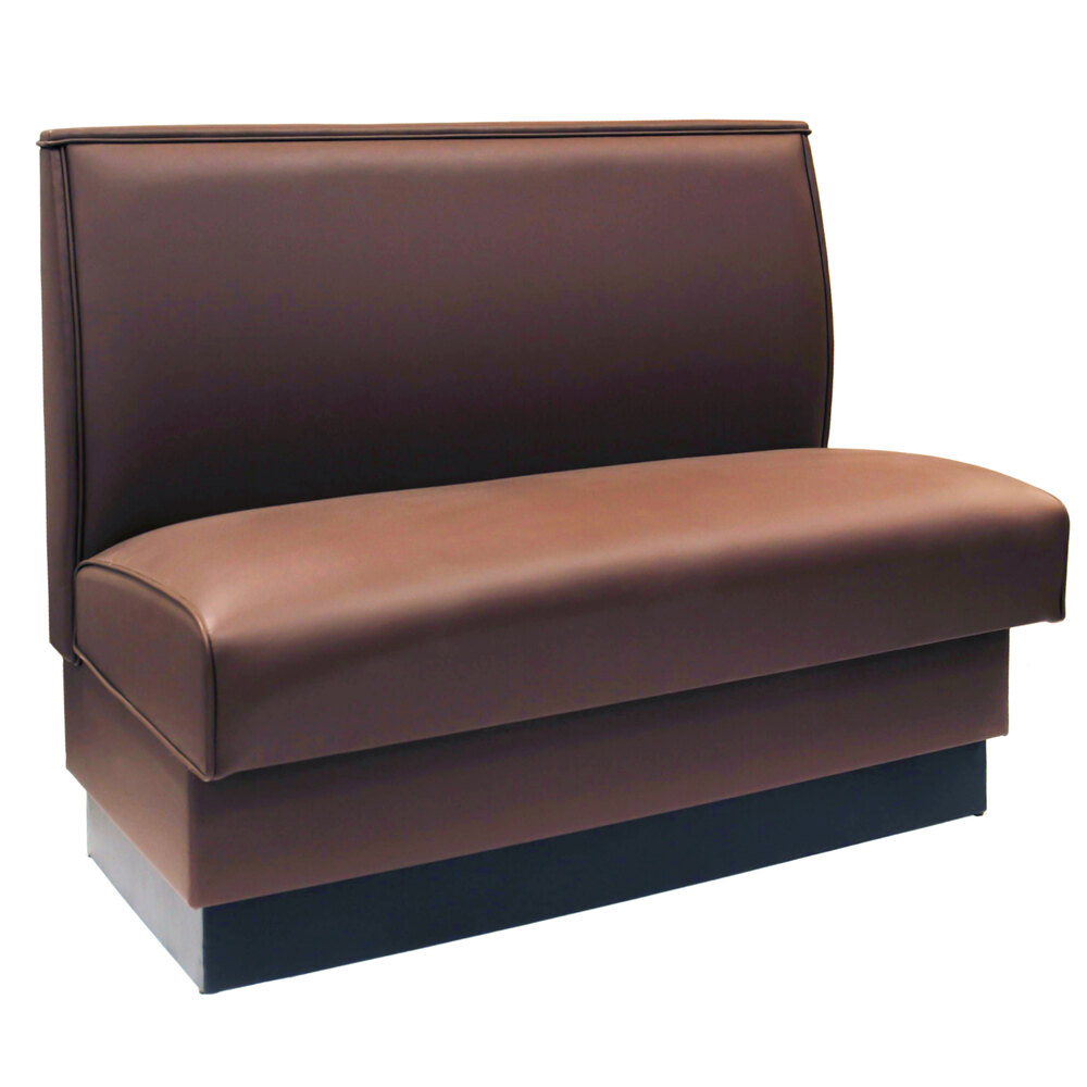 American Tables & Seating 45 1/2" Long Mocha Plain Single Back Fully Upholstered Booth - 42" High
