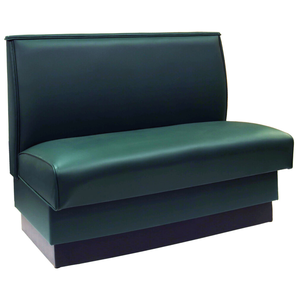 American Tables & Seating 45 1/2" Long Forest Green Plain Single Back Fully Upholstered Booth - 36" High