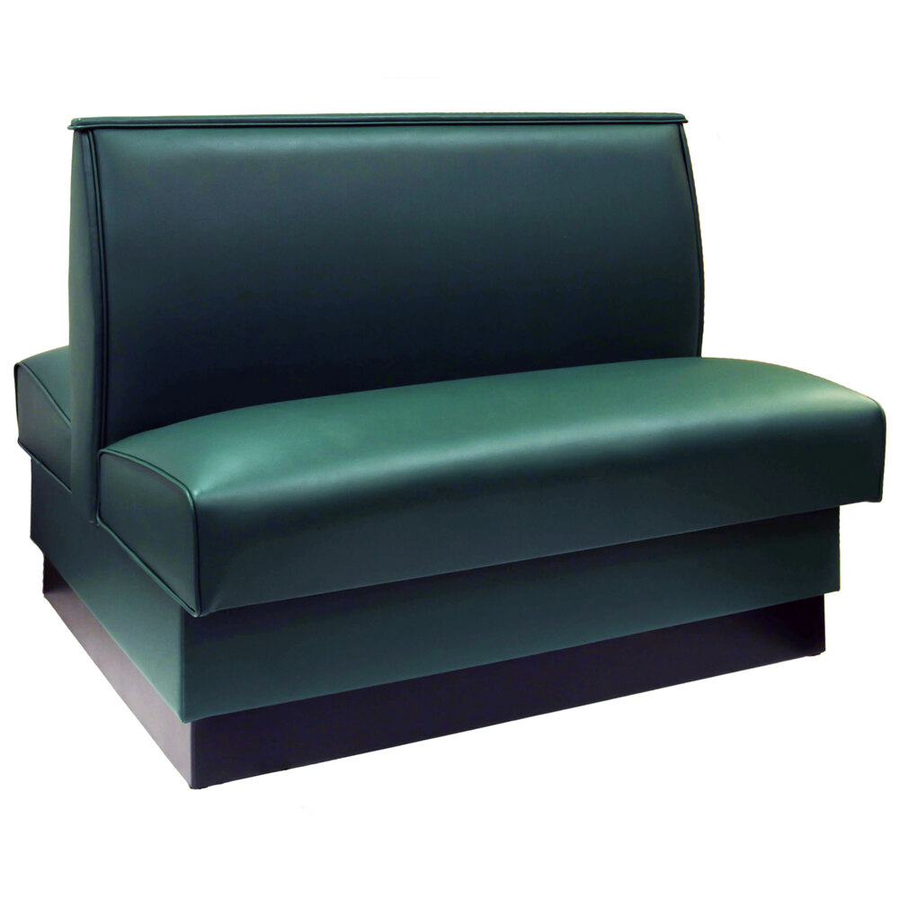 American Tables & Seating 45 1/2" Long Forest Green Plain Double Back Fully Upholstered Booth - 36" High