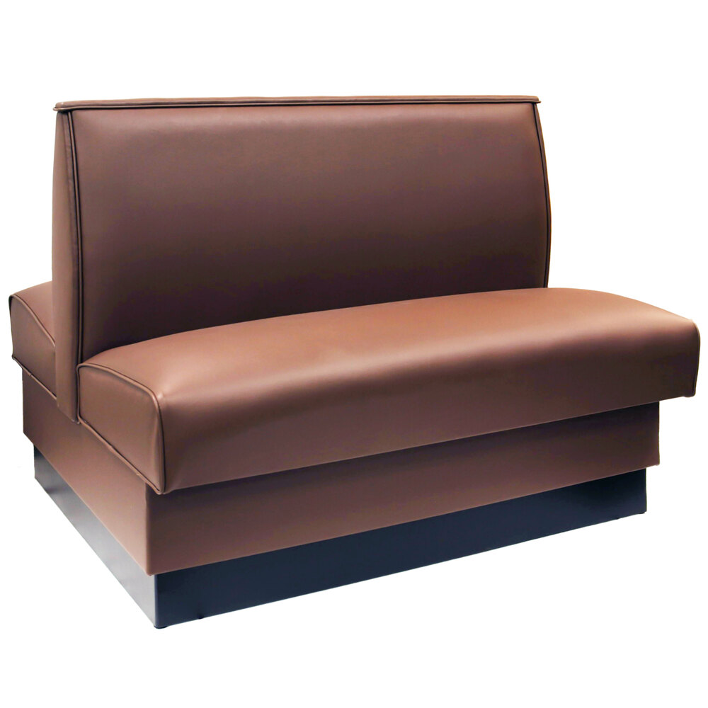 American Tables & Seating 45 1/2" Long Mocha Plain Double Back Fully Upholstered Booth - 36" High