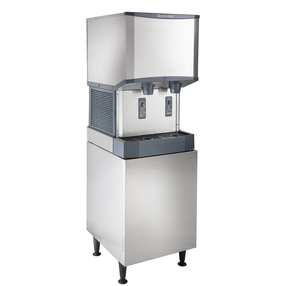 Scotsman HID525A-1 Meridian® Countertop Air Cooled Ice Machine and Water Dispenser with Cabinet Stand - 500 lb. Production; 25 lb. Bin Storage