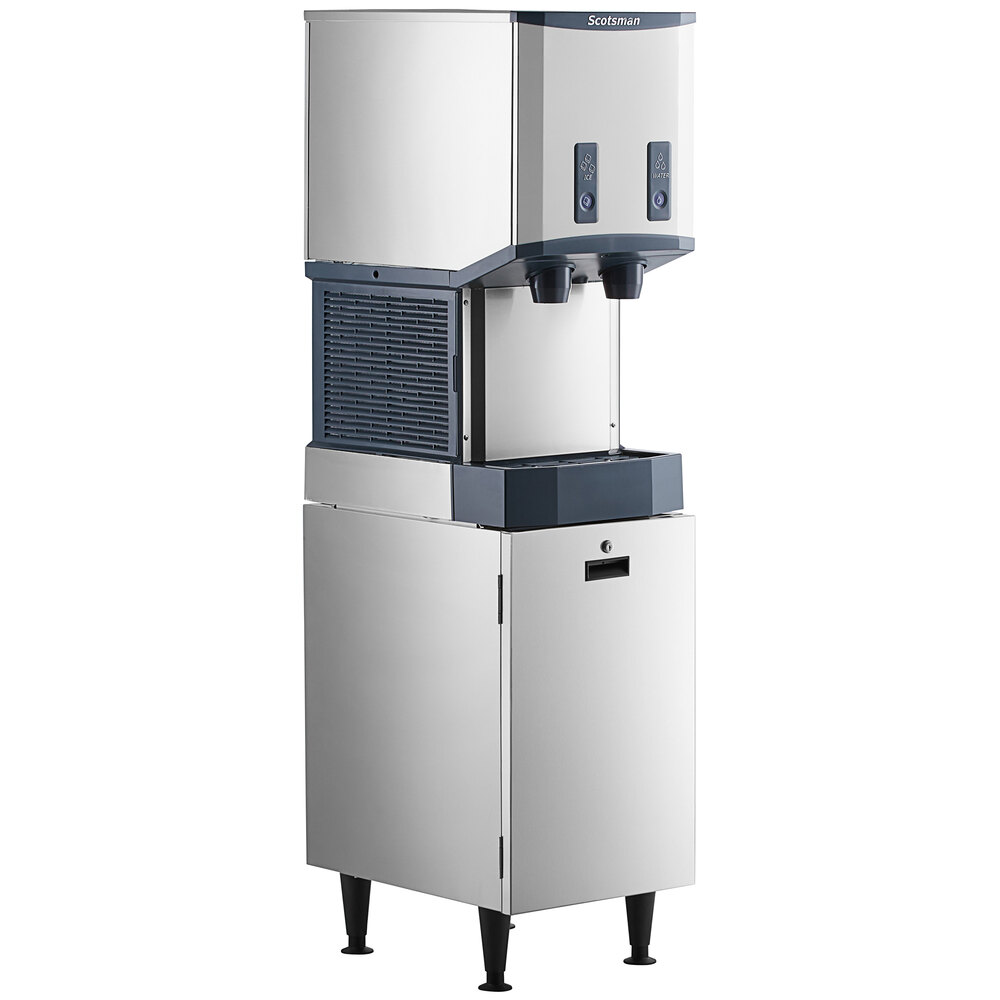 Scotsman HID312AB-1 Meridian® 16 1/4" Air Cooled Nugget Ice Machine with 12 lb. Bin, Push Button Ice and Water Dispensing, and Cabinet Stand - 115V, 260 lb.