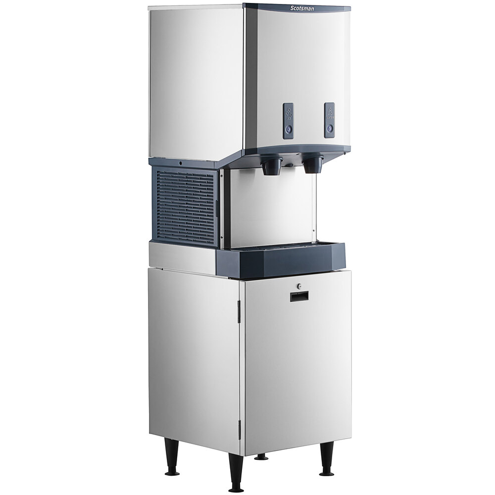 Scotsman HID540AB-1 Meridian® 21 1/4" Air Cooled Nugget Ice Machine with 40 lb. Bin, Push Button Ice and Water Dispensing, and Cabinet Stand - 115V, 500 lb.