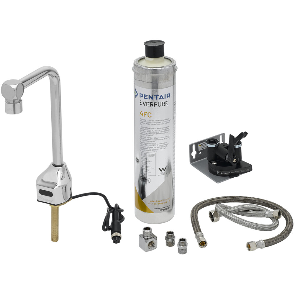 T&S EC-1210-08-WFK ChekPoint 8" Deck Mount Sensor-Operated Glass Filler with Water Filter Cartridge