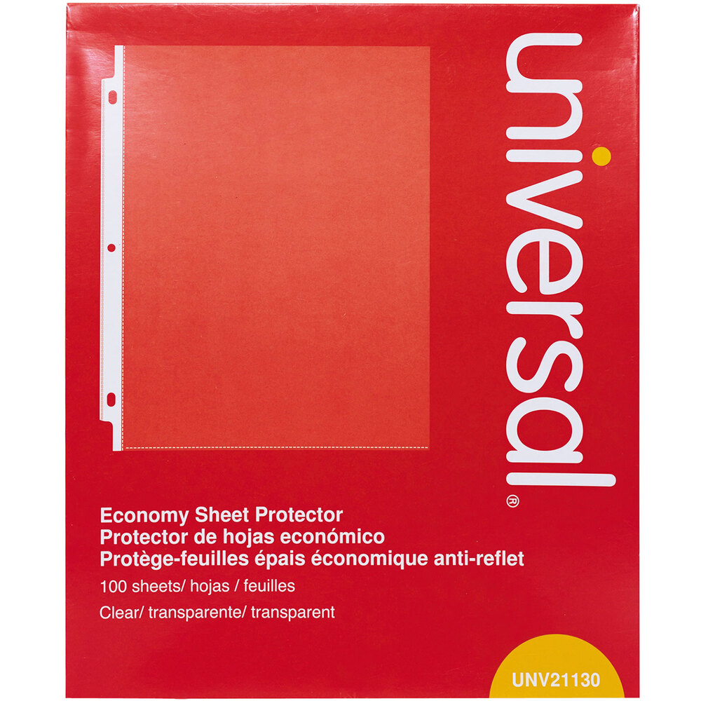 Universal UNV21130 8 1/2" x 11" Clear Economy Weight Top-Load Sheet Protector, Letter  - 100/Pack