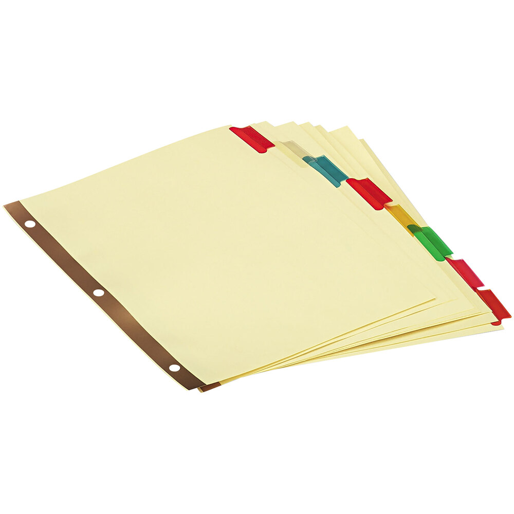 Universal UNV20890 Buff Multicolored Extended Length Insertable 8-Tab Divider Set - 24/Box