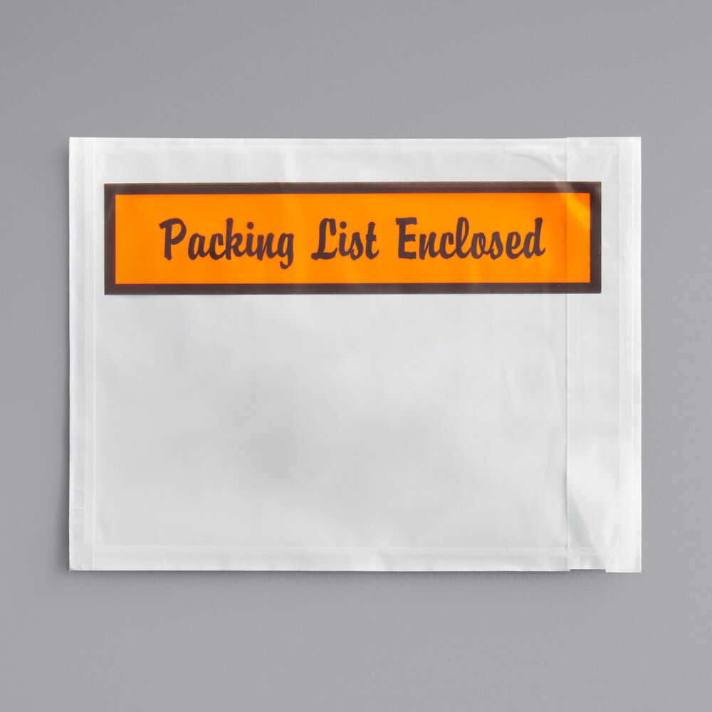 Lavex 4 1/2" x 6" 2 Mil Printed Polyethylene Packing List Envelope - 1,000/Case