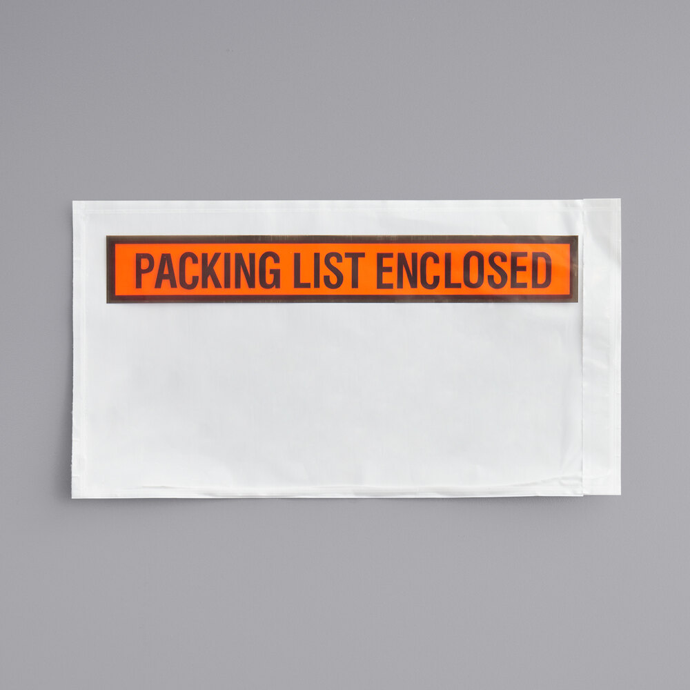 Lavex 5 1/2" x 10" 2 Mil Printed Polyethylene Packing List Envelope - 1,000/Case