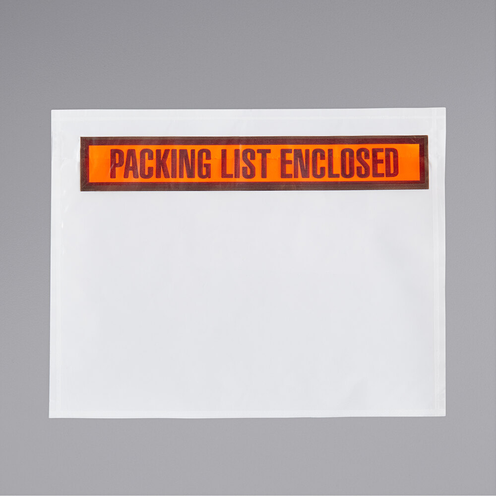 Lavex 7" x 5 1/2" 2 Mil Printed Polyethylene Packing List Envelope - 1,000/Case