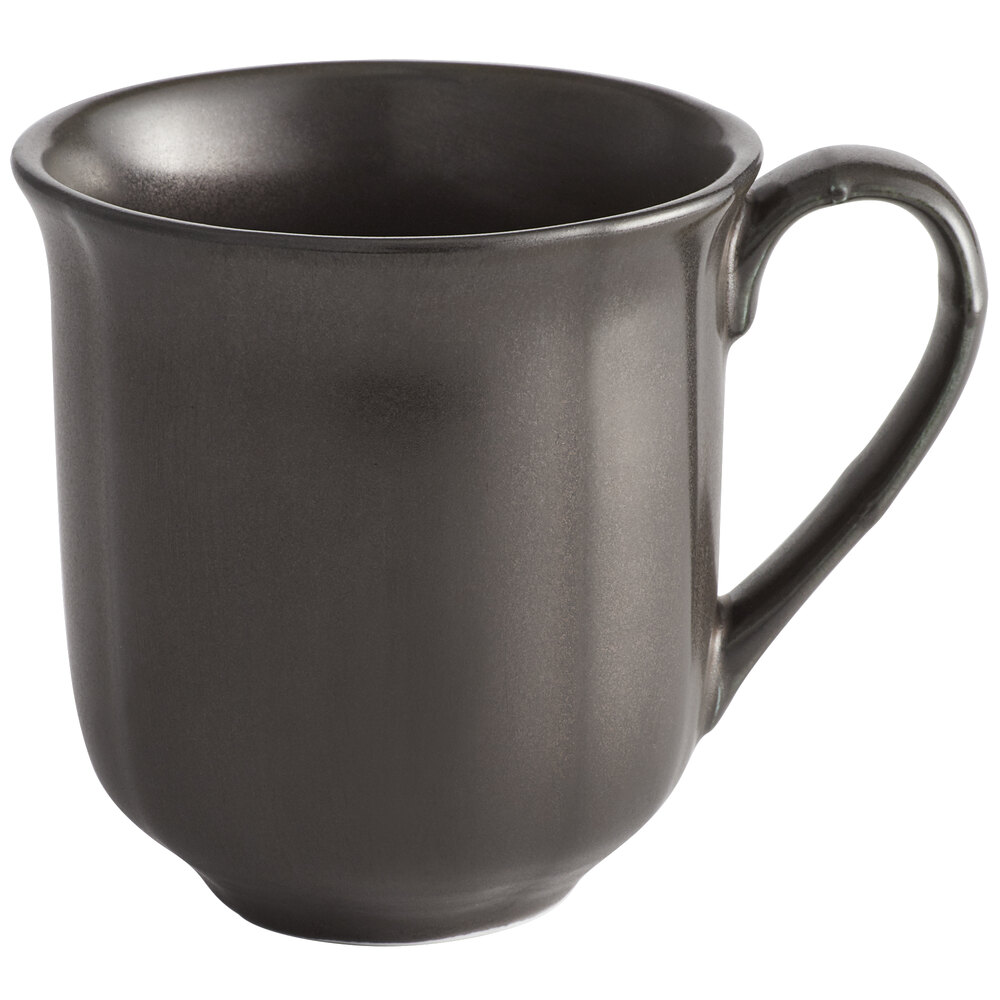 Acopa Condesa 12 oz. Matte Finish Armor Gray Scalloped Porcelain Mug - Sample