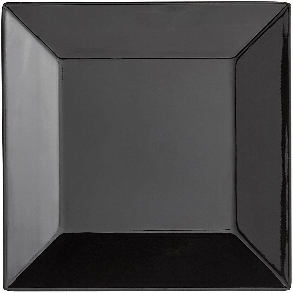 Acopa Rittenhouse 10" Black Square Melamine Plate - Sample