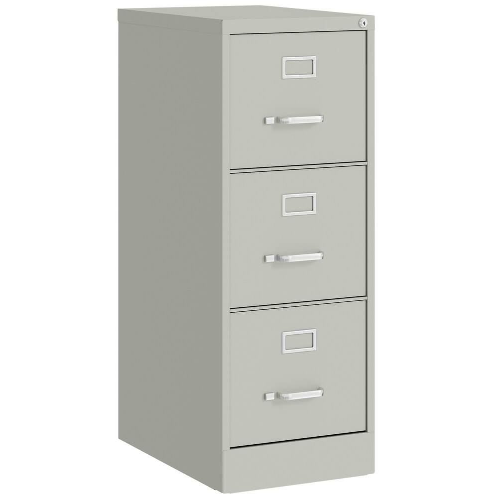 Hirsh Industries 24857 Light Gray Three-Drawer Vertical Letter File Cabinet - 15" x 22" x 40"