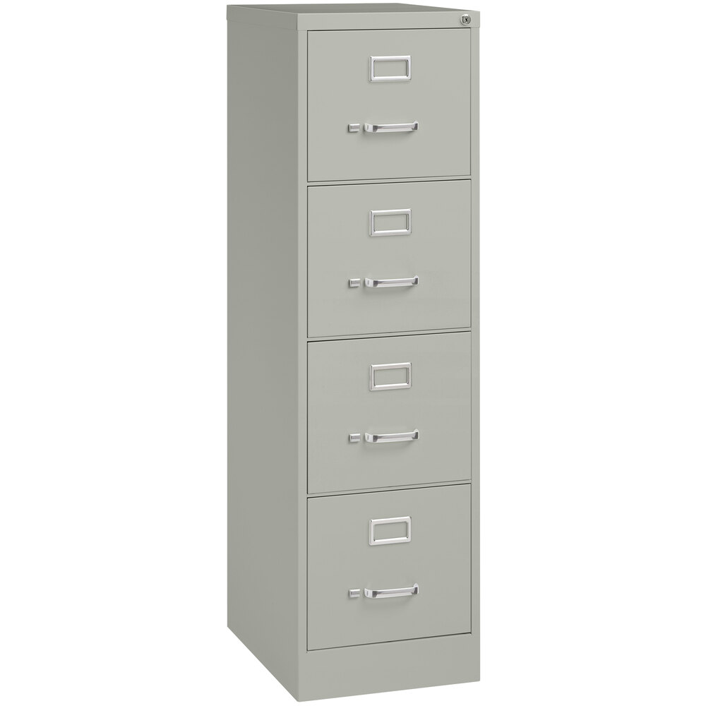 Hirsh Industries 22733 Light Gray Four-Drawer Vertical Letter File Cabinet - 15" x 22" x 52"