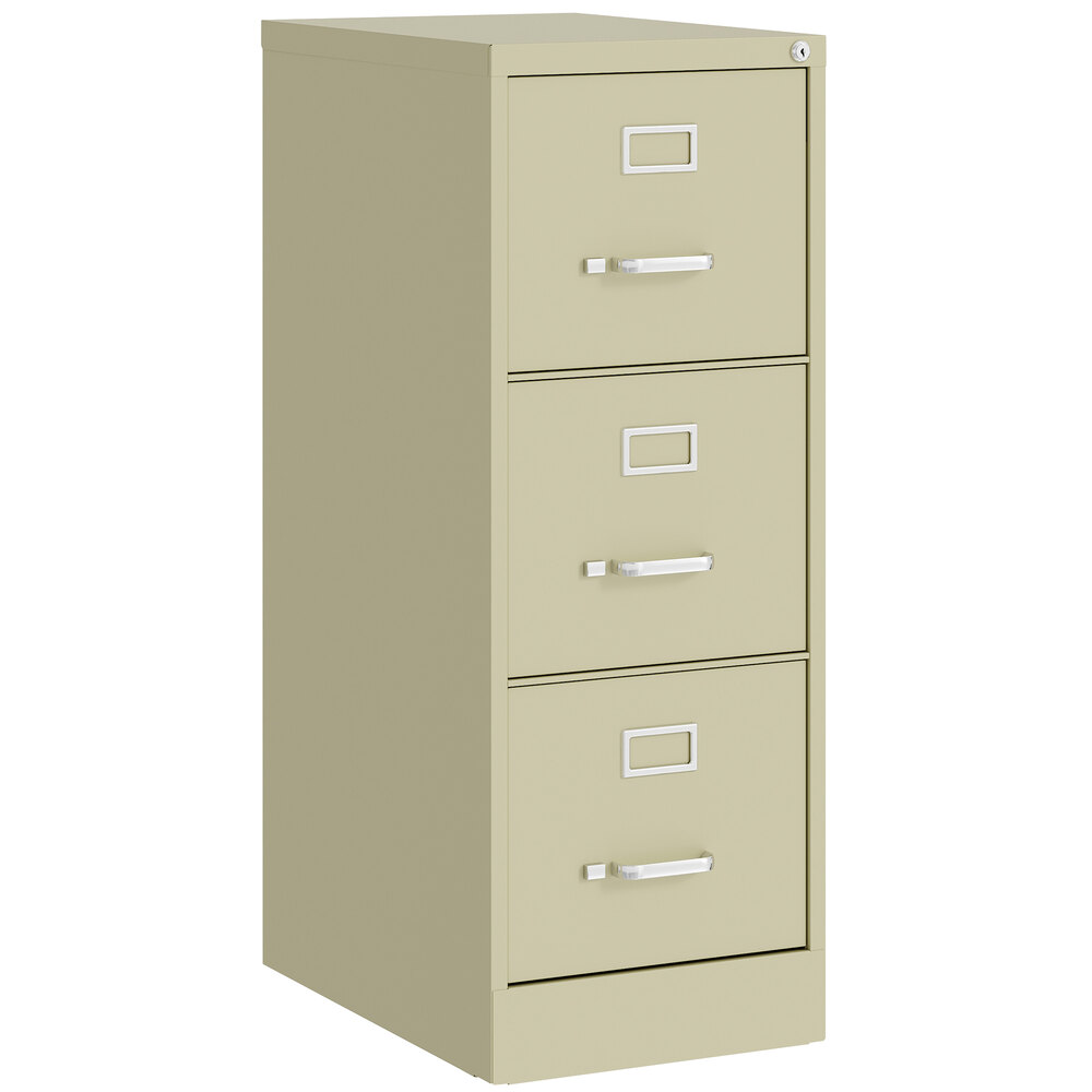 Hirsh Industries 24855 Putty Three-Drawer Vertical Letter File Cabinet - 15" x 22" x 40"