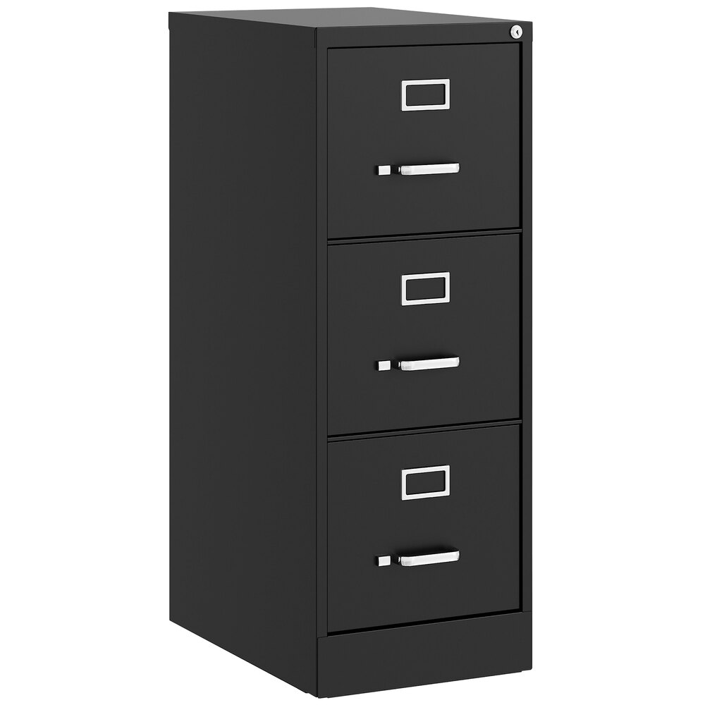 Hirsh Industries 24856 Black Three-Drawer Vertical Letter File Cabinet - 15" x 22" x 40"