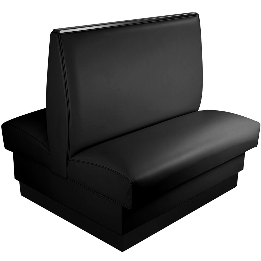American Tables & Seating 45 1/2" Long Black Plain Double Back Fully Upholstered Booth with Wood Top Cap - 42" High