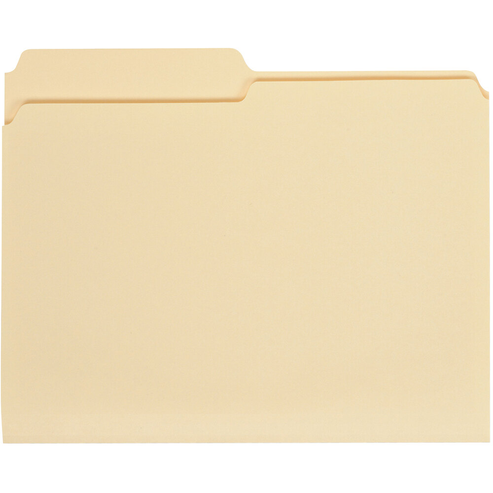 Universal UNV12112 Letter Size File Folder - Standard Height with 1/2 Cut Assorted Tab, Manila - 100/Box