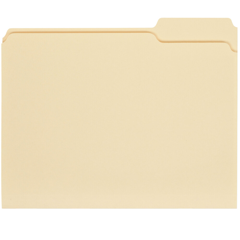 Universal UNV12123 Letter Size File Folder - Standard Height with 1/3 Cut Right Tab, Manila - 100/Box