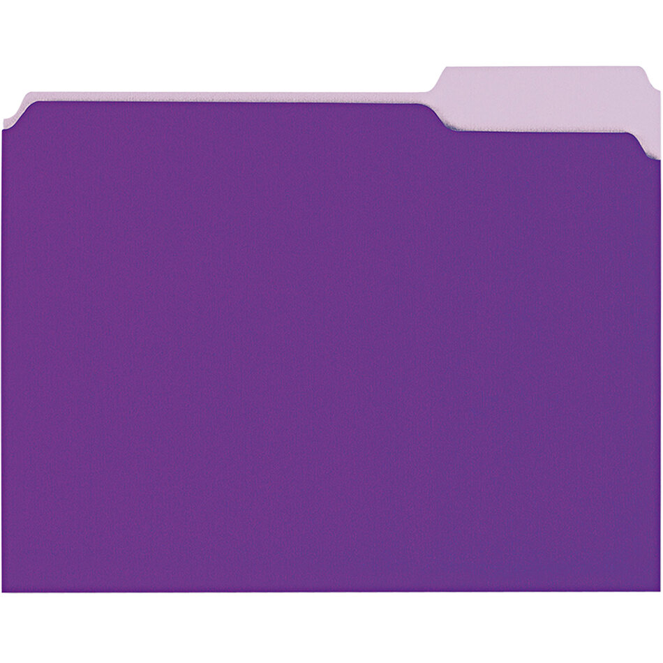 Universal UNV12305 Letter Size File Folder - Interior Height with 1/3 Cut Assorted Tab, Violet - 100/Box