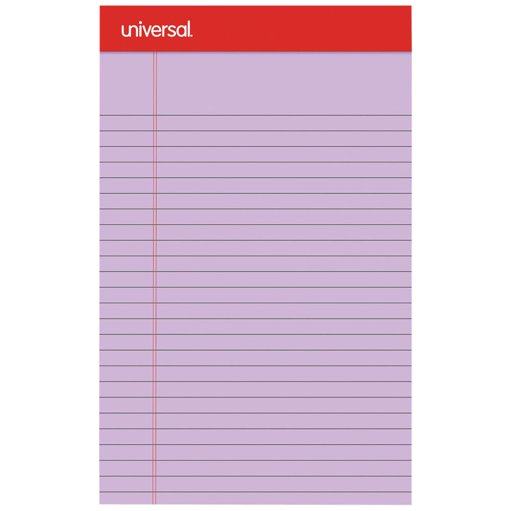 Universal UNV35854 5" x 8" Narrow Rule Orchid Perforated Note Pad - 12/Pack