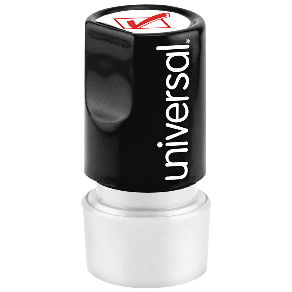 Universal UNV10075 3/4" Round Red Pre-Inked Checkmark Stamp