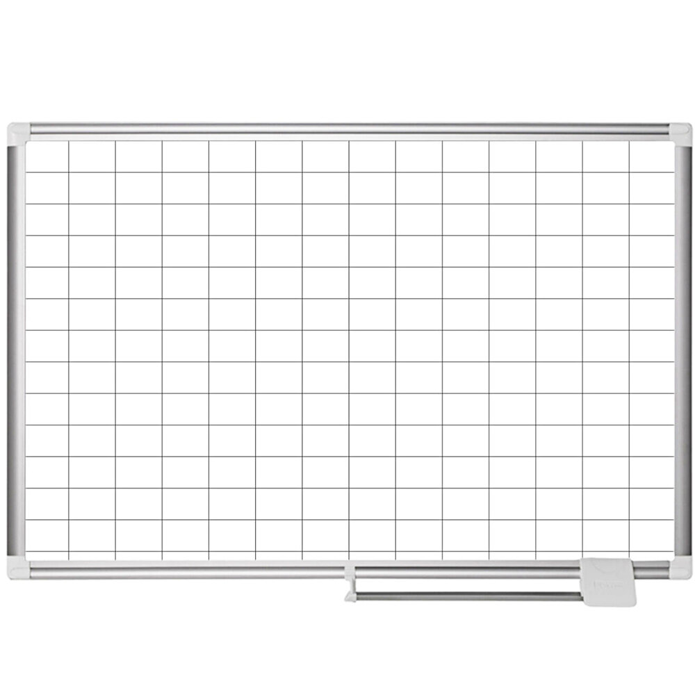 MasterVision MA0593830 48" x 36" White Grid Dry Erase Planning Board - 2" x 3" Grid