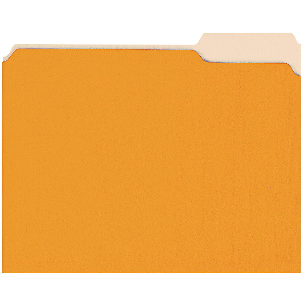 Universal UNV10507 Letter Size File Folder - Standard Height with 1/3 Cut Assorted Tab, Orange - 100/Box
