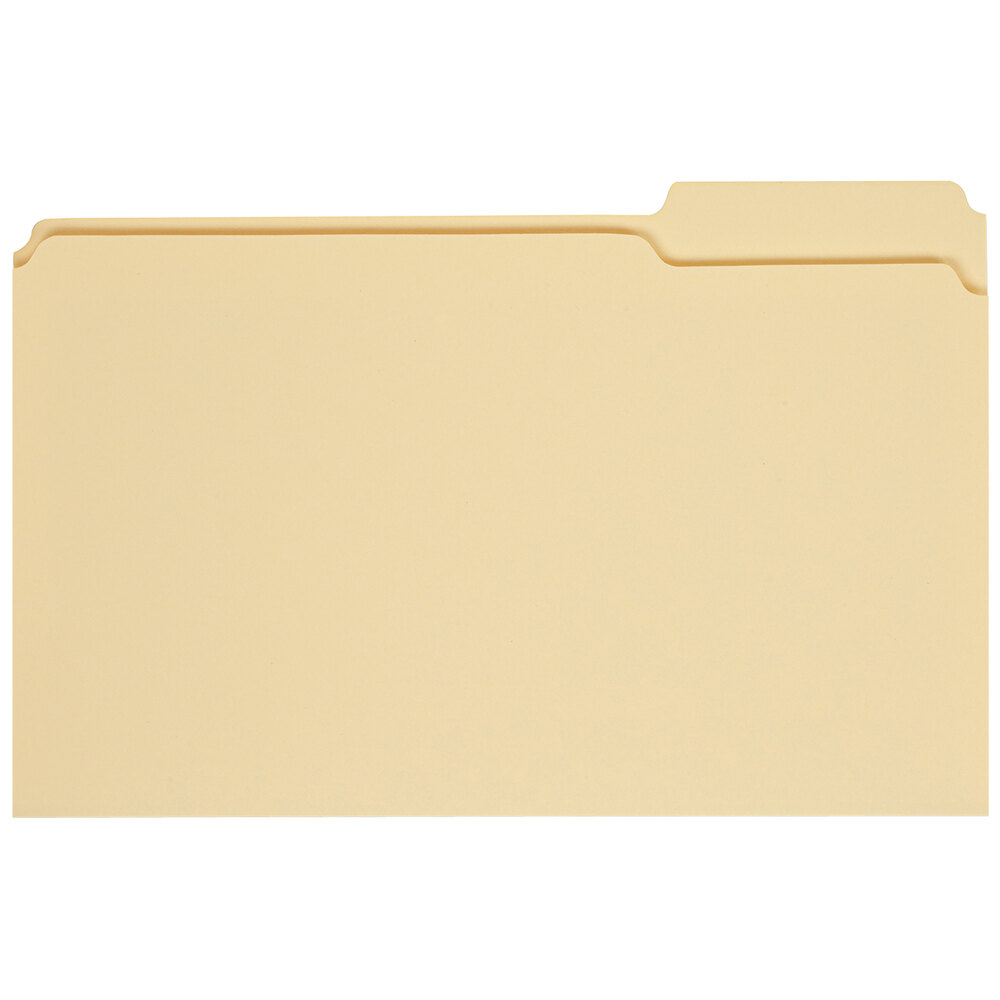 Universal UNV15123 Legal Size File Folder - Standard Height with 1/3 Cut Right Tab, Manila - 100/Box