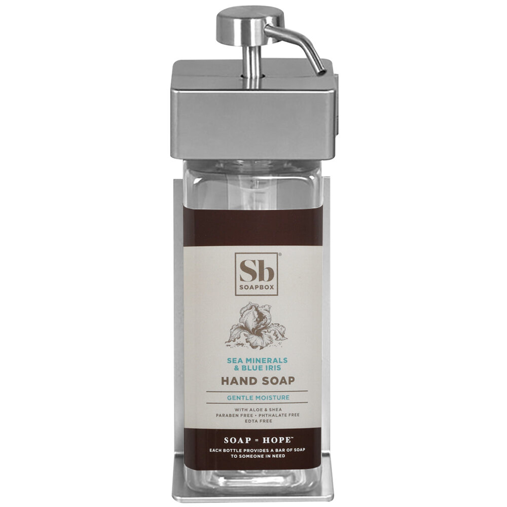 Dispenser Amenities 39134-R3-SPBX SOLera 15 oz. ABS Plastic Wall Mounted Adjustable Locking Shower Dispenser with Rectangular Bottle and Soapbox Label