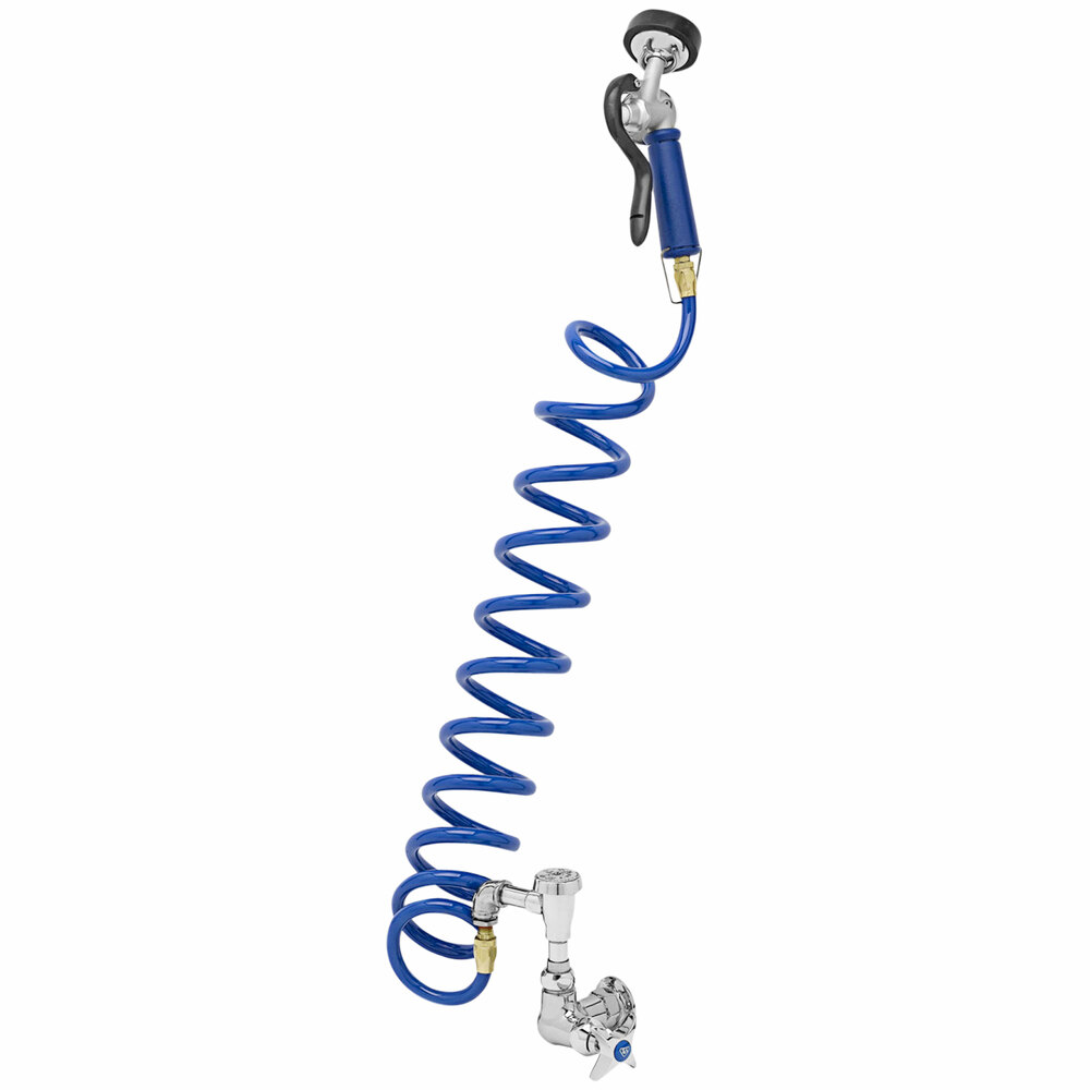 T&S PG-1WREV Wall Mount Pet Grooming Faucet with Single Inlet, Angled Spray Valve, Eterna Cartridge, and Vacuum Breaker