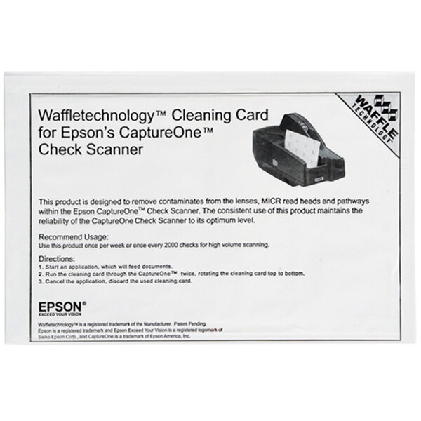 Controltek USA 510071 Epson Check Scanner Cleaning Card with Waffletechnology - 15/Box