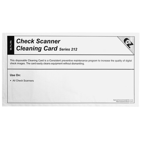 Controltek USA 510010 Check Scanner Cleaning Card - 25/Box