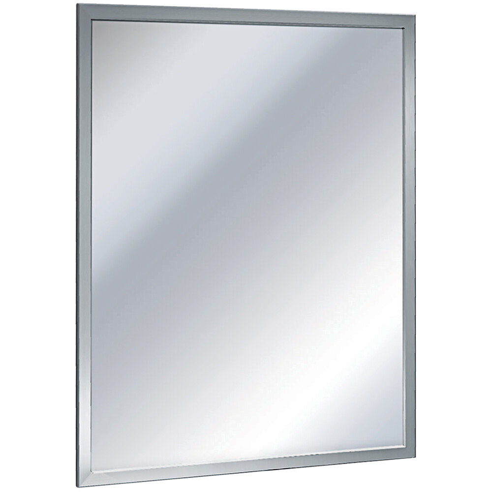 American Specialties, Inc. 18" x 36" Plate Glass Mirror with Stainless Steel Inter-Lok Angle Frame