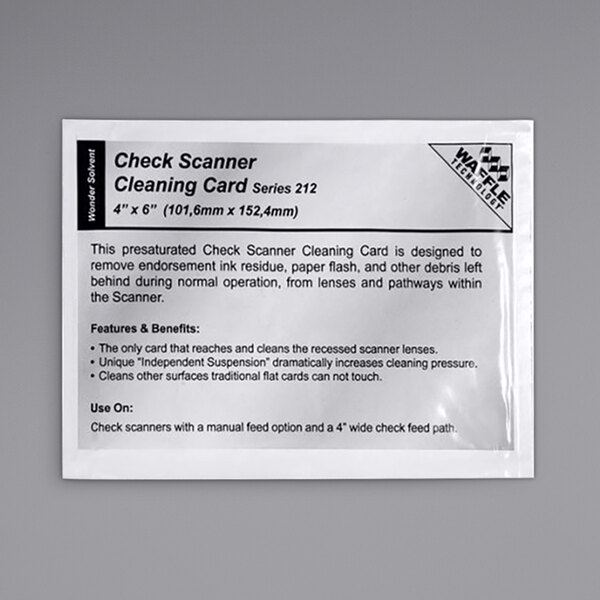 Controltek USA 510013 Pre-Saturated Check Scanner Cleaning Card - 15/Box