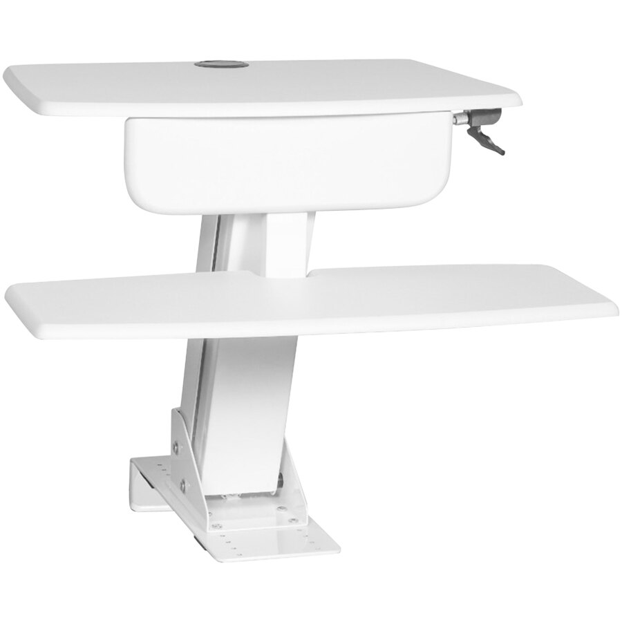 Kantek STS800W 23" x 15 1/2" White Adjustable Height Sit to Stand Desktop Desk with Keyboard Tray