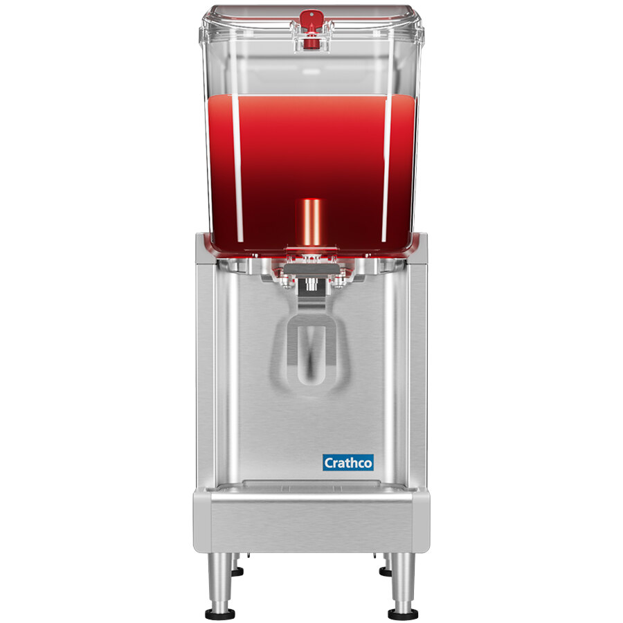 Crathco Single 4.75 Gallon Bowl Premix Cold Beverage Dispenser with Agitation Function and BPA-Free Lid