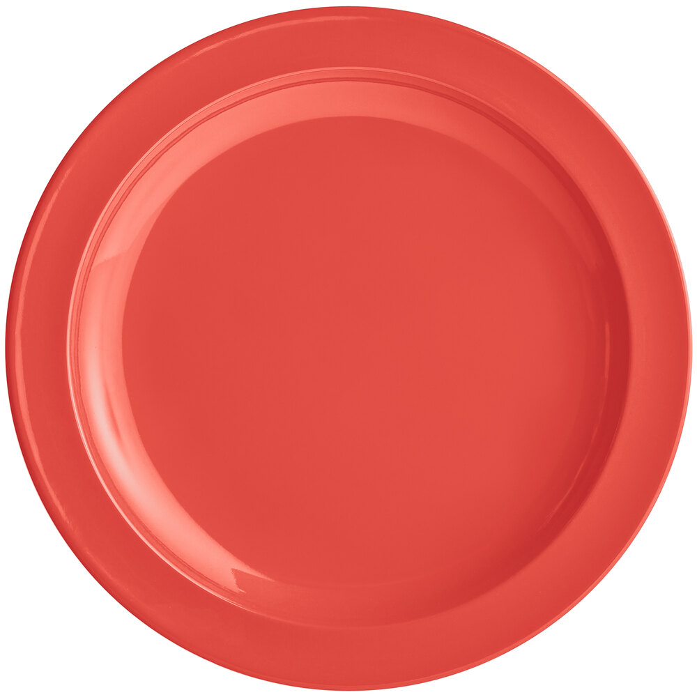 Acopa Foundations 10" Orange Narrow Rim Melamine Plate - Sample