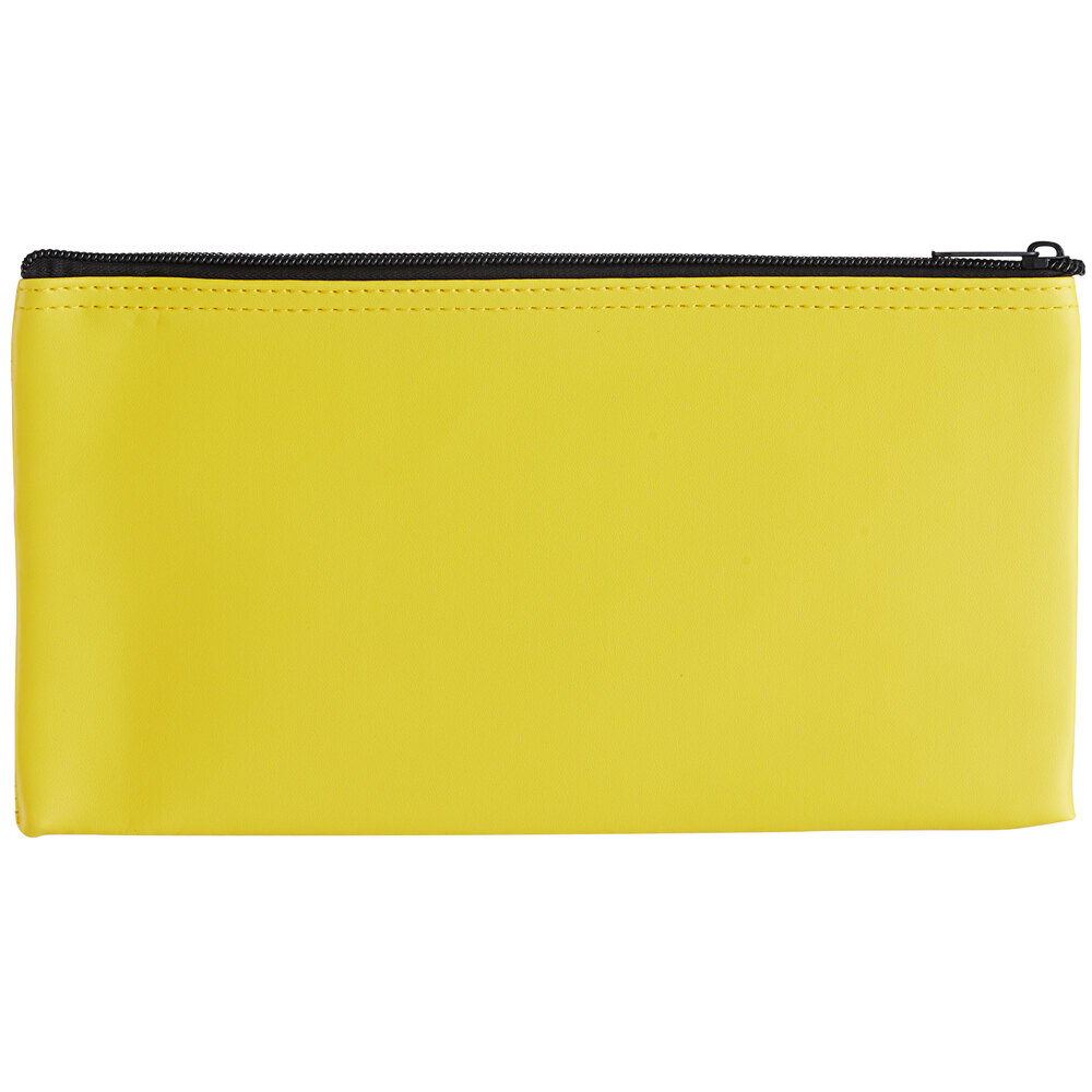 Controltek USA 530859 10 1/2" x 5 1/2" Yellow Vinyl Zippered Bank Wallet - 5/Pack