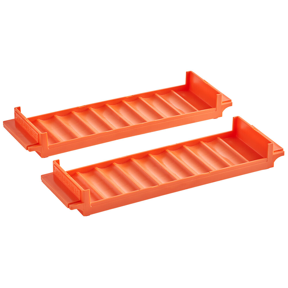Controltek USA 560563 Orange Plastic Coin Tray - $100, Quarters - 2/Pack