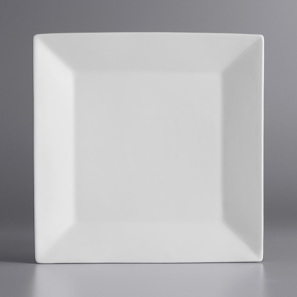 Acopa 10" Bright White Square Porcelain Plate - Sample