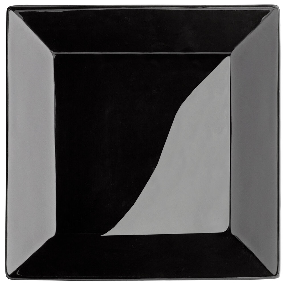 Acopa 10" Glossy Black Square Stoneware Plate - Sample